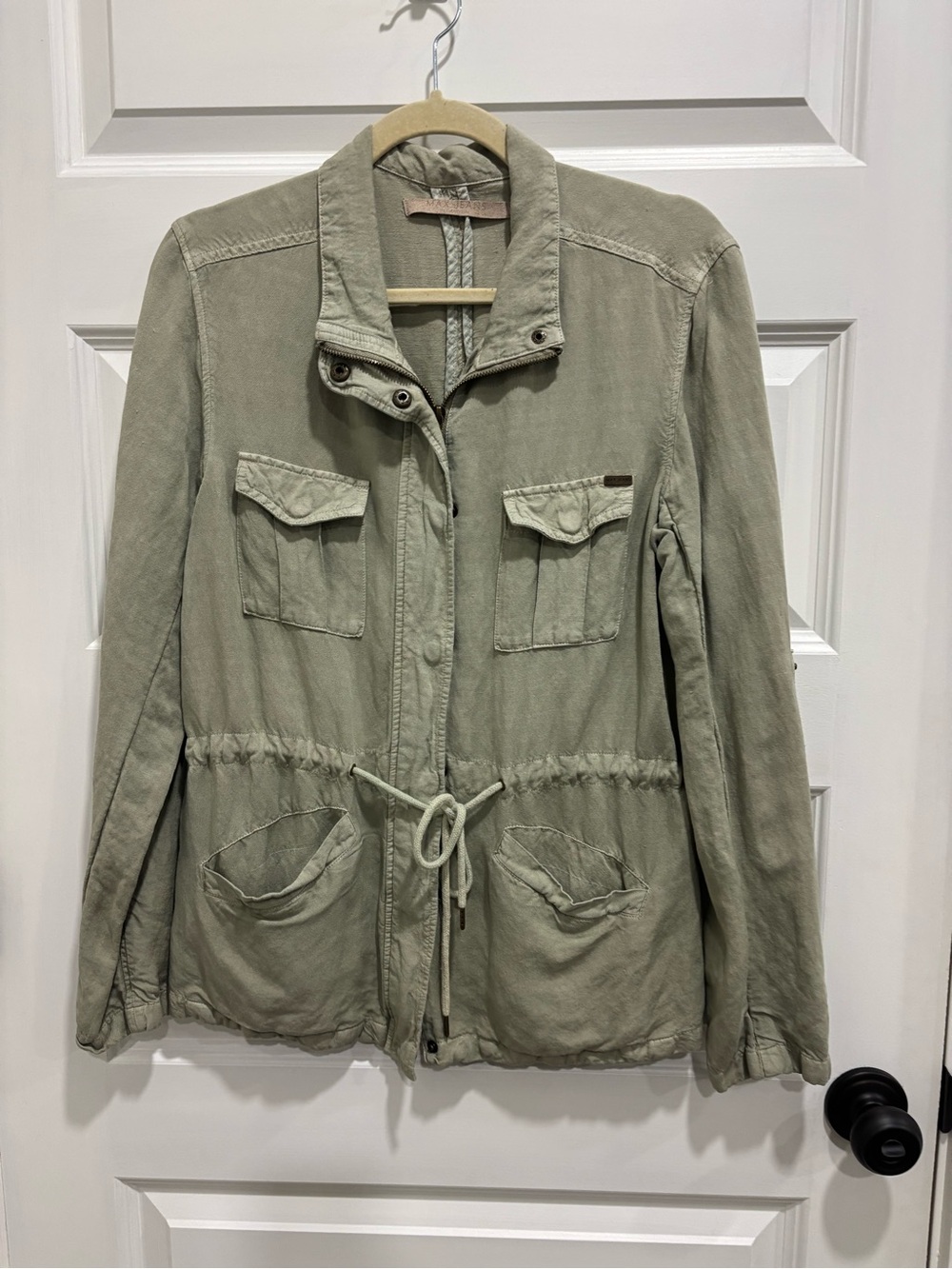 Max Jeans Olive Utility Jacket with Drawstring Waist